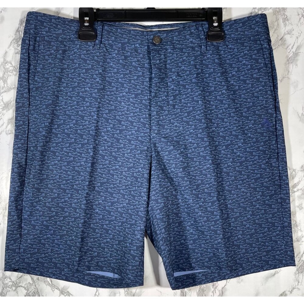 Penguin Mens Size 38 Lightweight Blue Patterned Performance Shorts